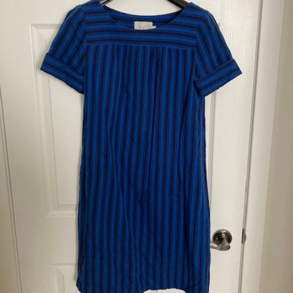Anthropologie HD In Paris Blue Striped Dress  - Size 2 - Picture 2 of 5